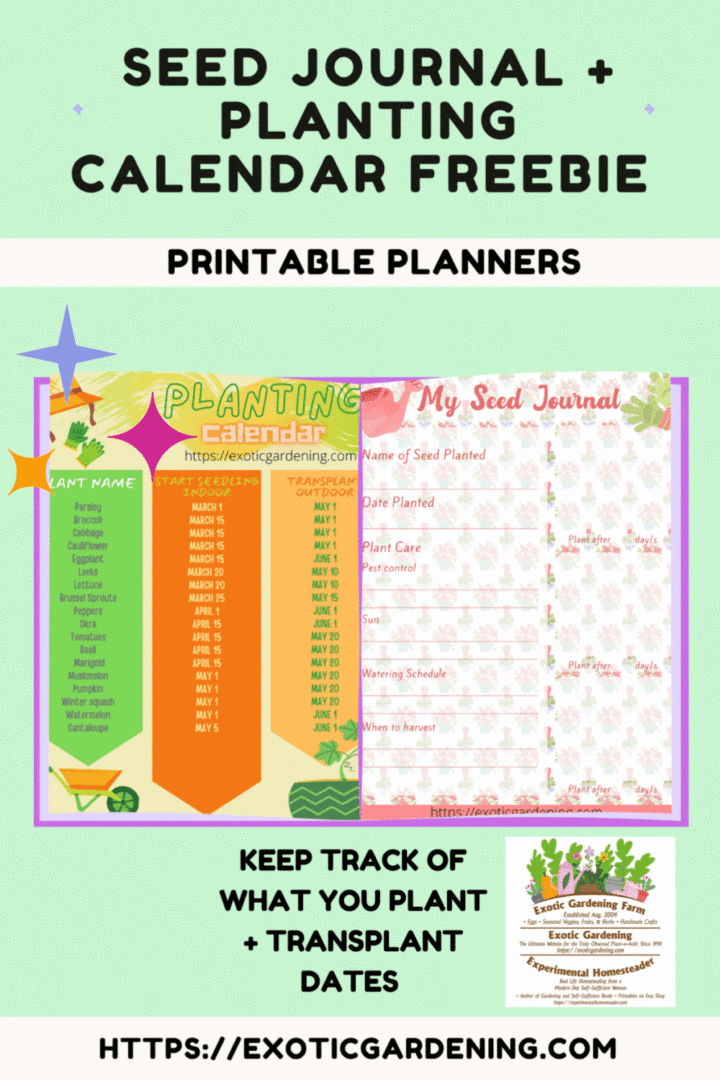 Seed Journal And Planting Calendar Freebie - Exotic Gardening