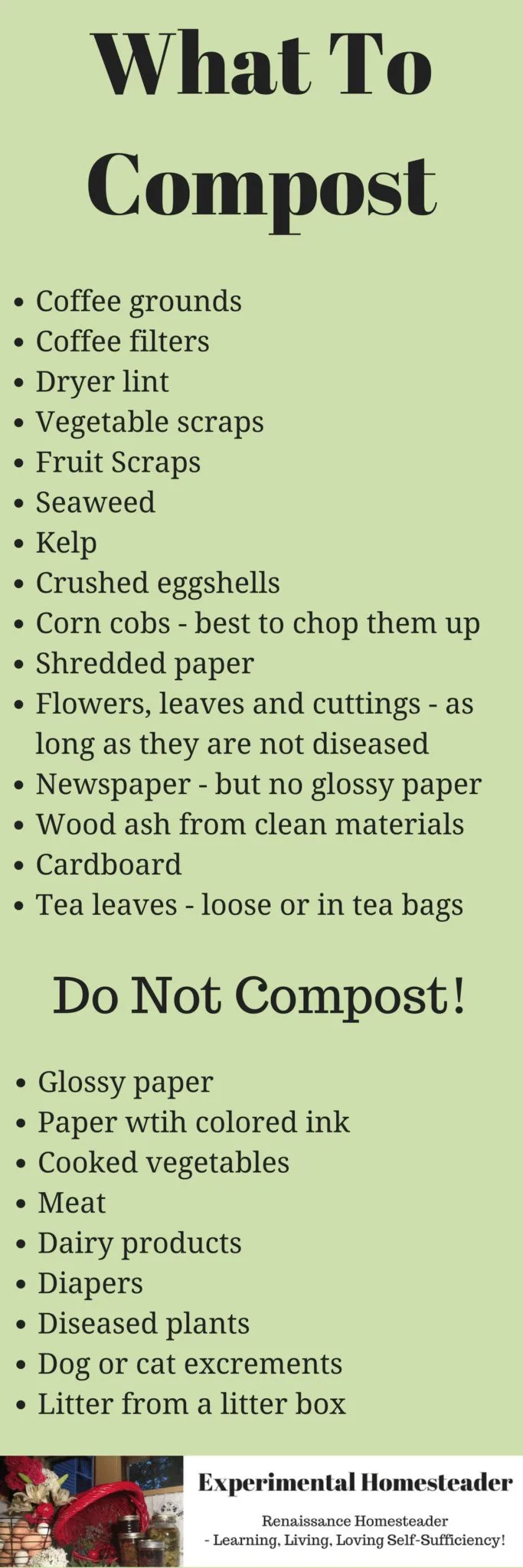 A printable list of what to compost.